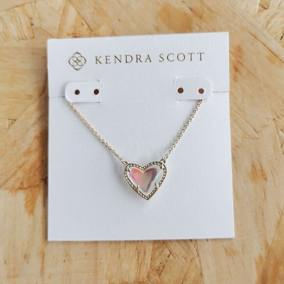 Kendra Scott Jewelry - NEW Kendra Scott Ari Heart Dichroic Glass Necklace Gold
